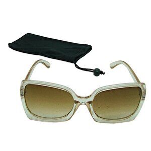 Womens Oversized Square Shape Fashion Sunglasses Peach Frame and Lens Cloth Case